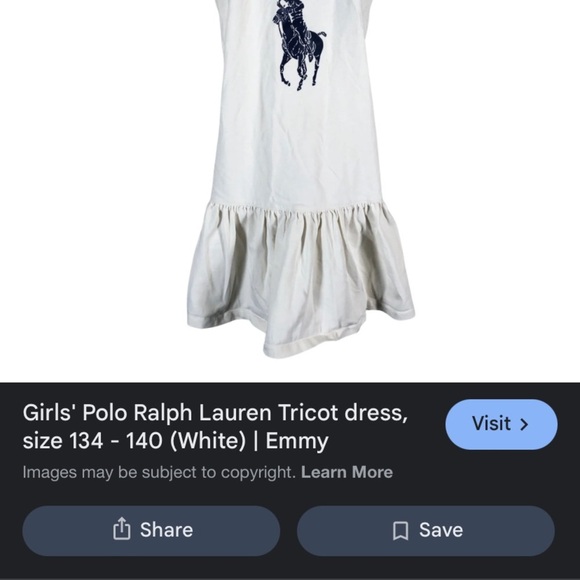 Polo Ralph Lauren White Dress with Blue Logo infant 24months good condition - Picture 2 of 2